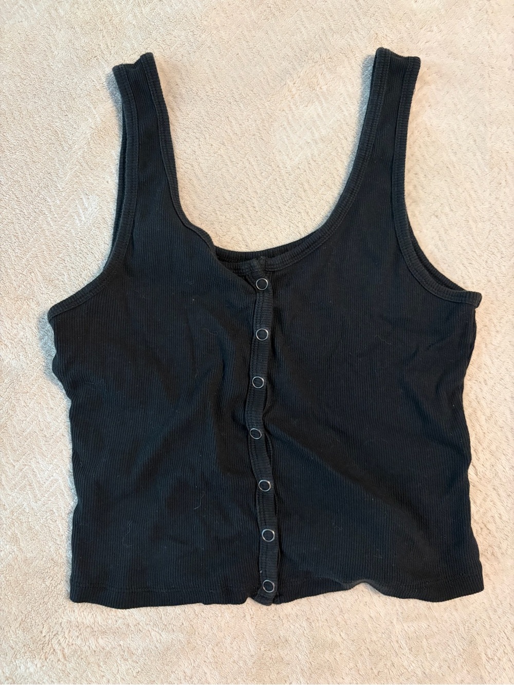 Hollister Black Ribbed Button-Front Tank